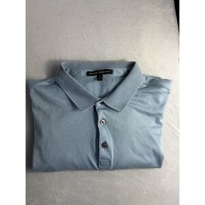 Robert Barakett Georgia Pima Polo Light Blue Mens Long Sleeve Classic Shirt L